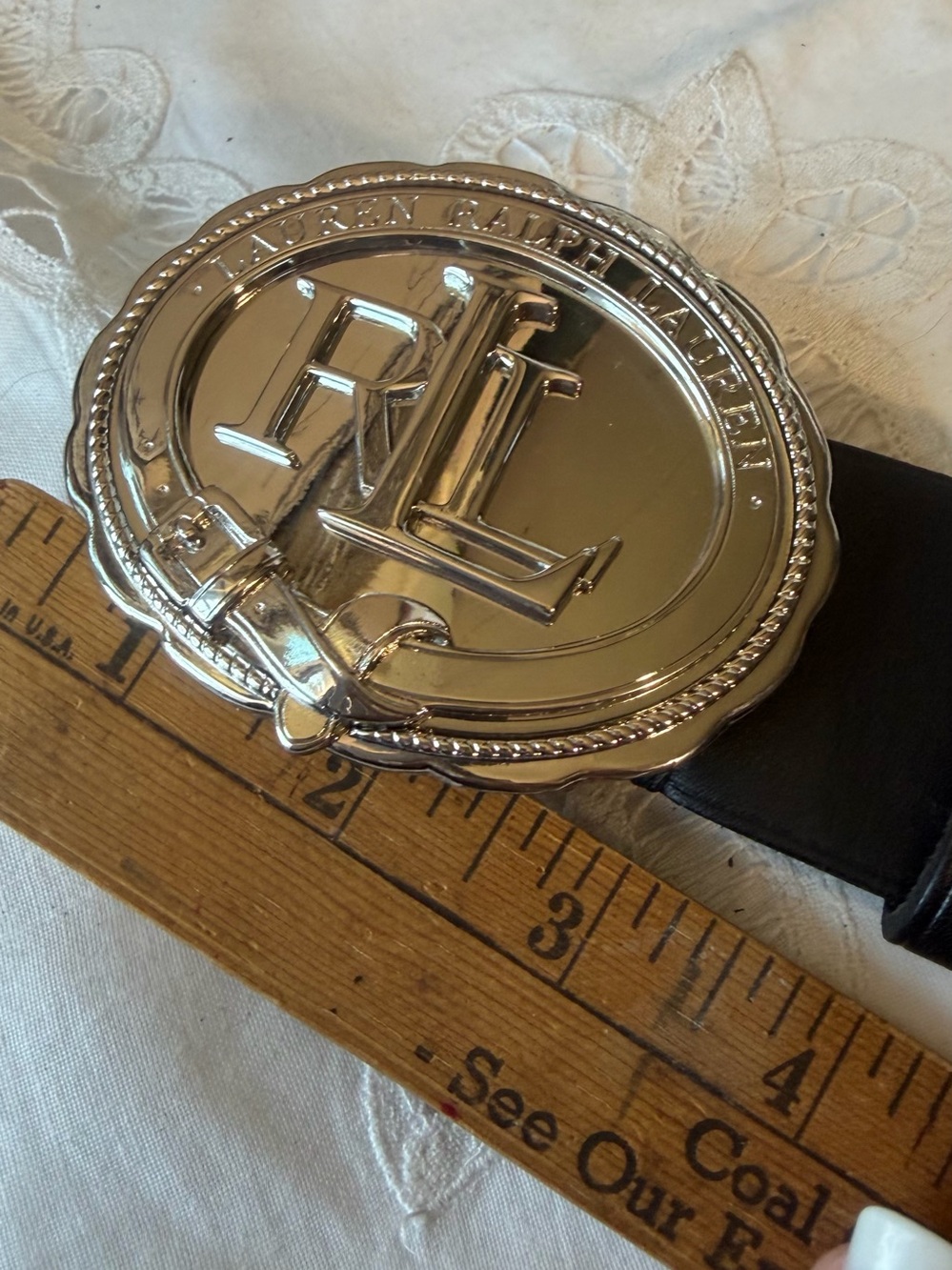 Ralph Lauren black leather silver logo buckle M - Picture 8 of 8